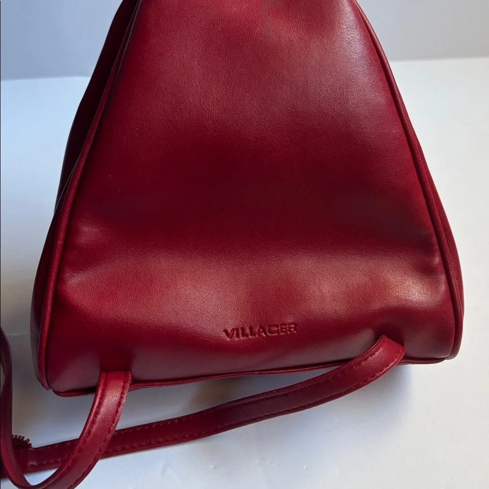 Villager | Red Leather Multi Compartment Mini Backpack Zipper Straps Holiday Bag